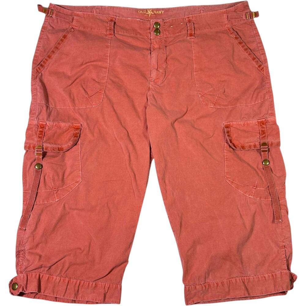 2007 Old Navy Coral Pink Cargo Shorts Low Waist Women's 14 Y2K Casual Streetwear